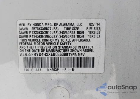 2014 Acura Mdx from USA, damaged, VIN 5FRYD4H2XEB036399